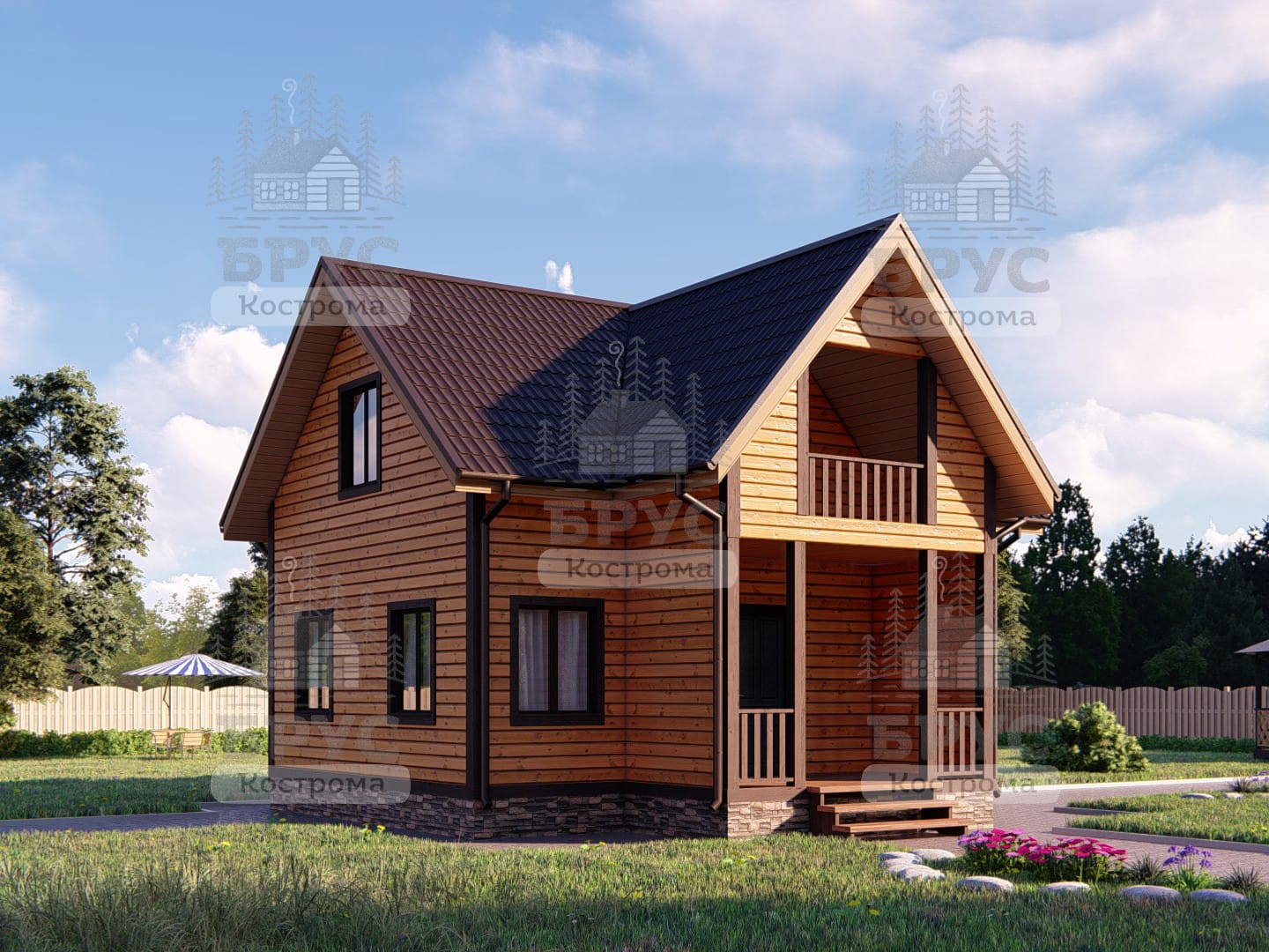 Проект дома из бруса ДБ-17