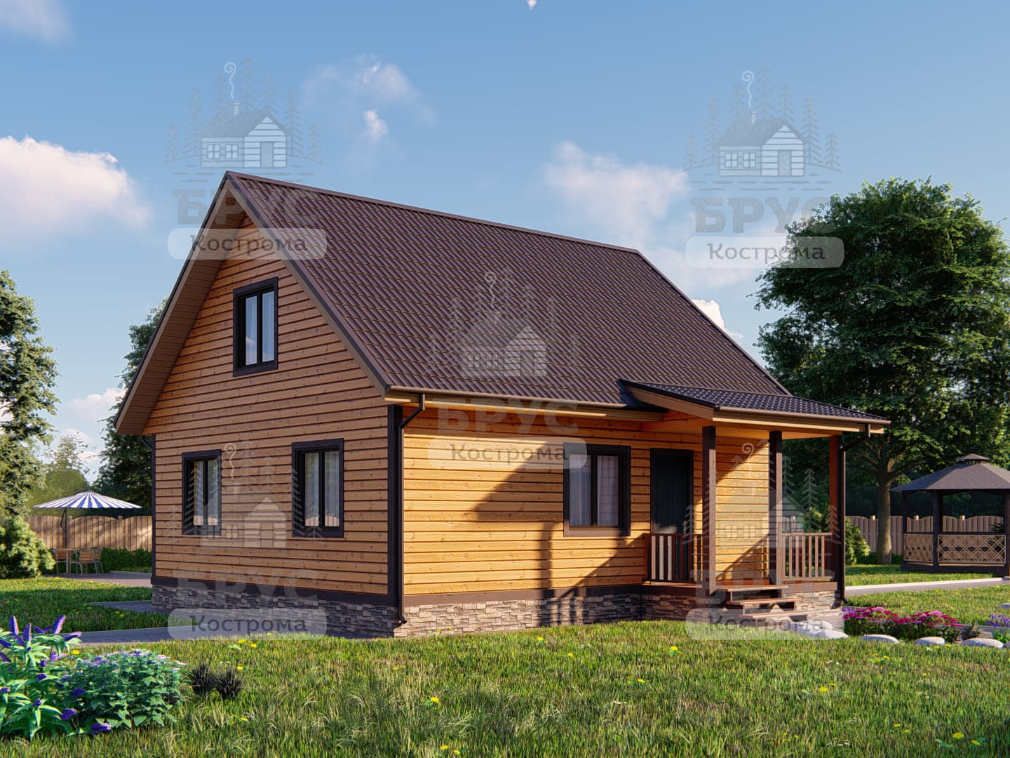 Проект дома из бруса ДБ-158